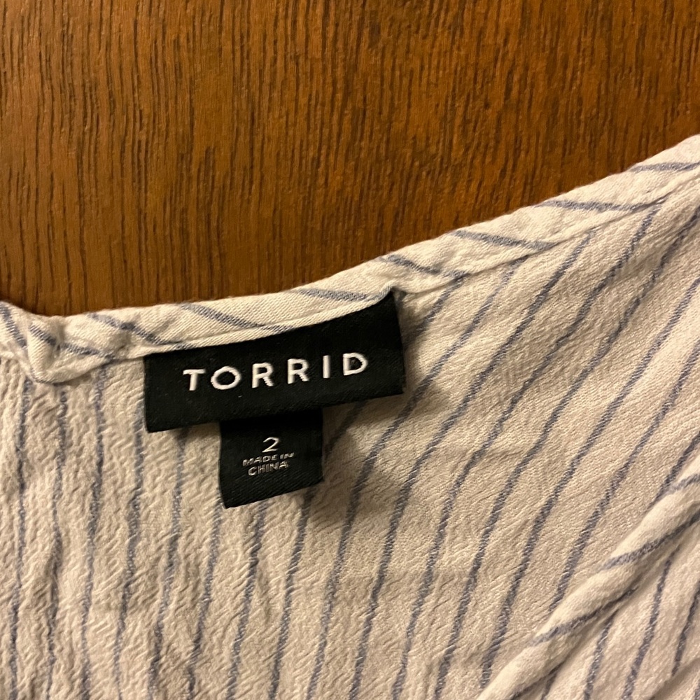 Torrid (2) tank tops Navy and White Floral and Stiped - Picture 3 of 8